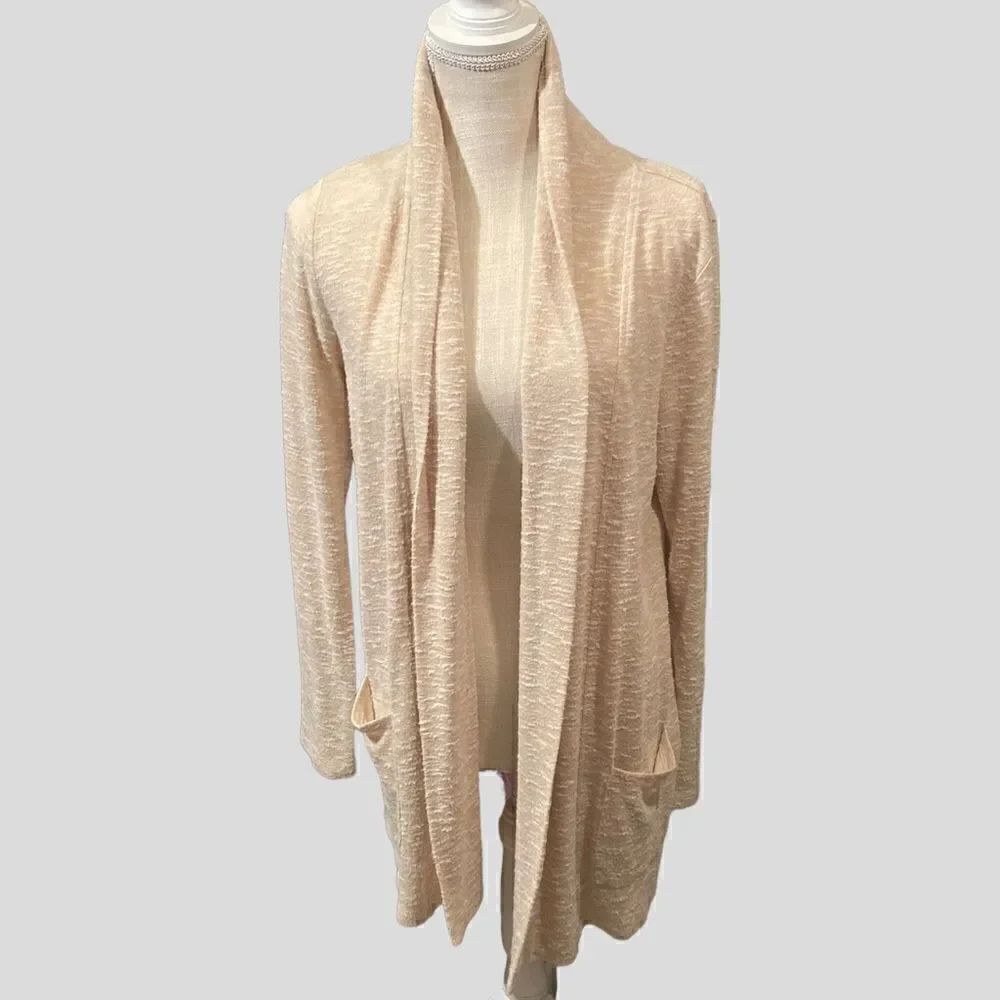 89th & Madison Open Front Beige and Cream Cardigan